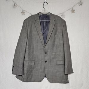 EGARA 48 Regular Slim Fit Soft Plaid 100% Wool Sport Coat Smart Casual Jacket